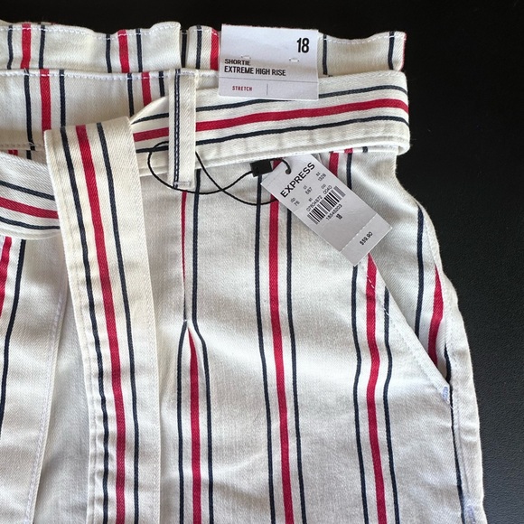 Express Womens Jean Shorts Shortie Extreme High Rise Stripe Size:18 - Picture 7 of 14